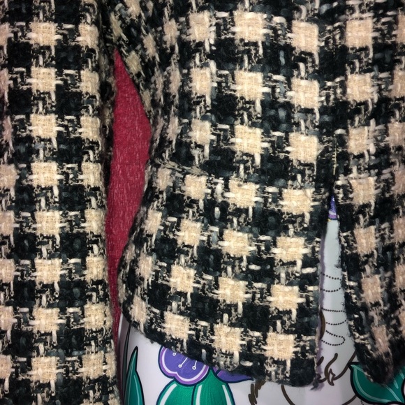 Jones New York Woven Black Blue Cream Zip Blazer - Picture 3 of 4